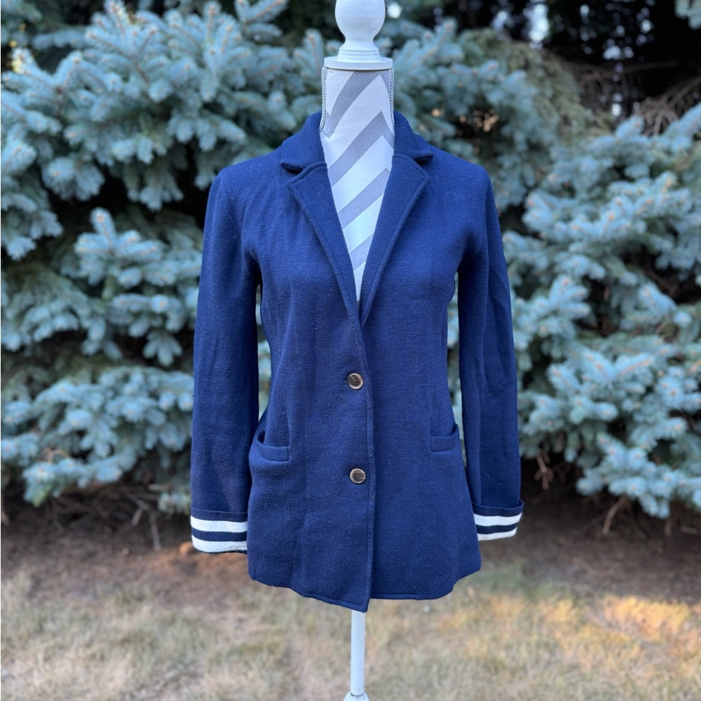 J. Crew nautical stripes wool blazer sweater